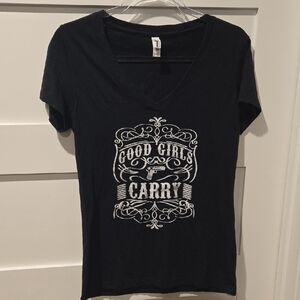 Black Graphic Women's Vneck Tshirt Stagecoach Festival Cowgirl